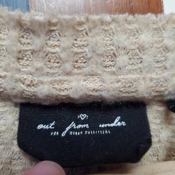 Out From Under Waffle‎ Knit Oversized Top Womens Medium Button up Tie Front Boho - Picture 3 of 12